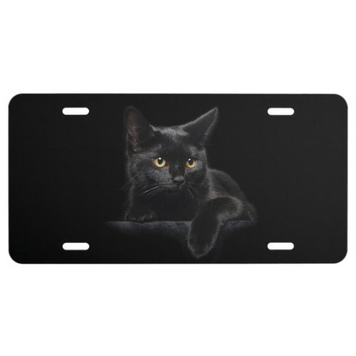 Black Cat License Plate