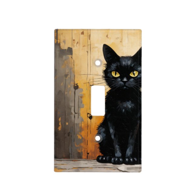 Black Cat Light Switch Cover (Front)