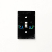 Black Cat Light Switch Cover Blue Green Eyes