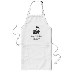 Black cat long apron
