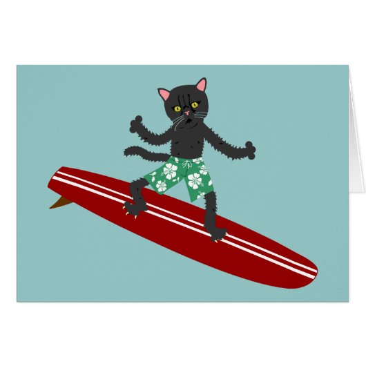 Black Cat Longboard Surfer Cards (Front Horizontal)