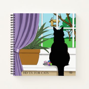 Black Cat Looking Out Window  Notebook by tigressdragon at Zazzle