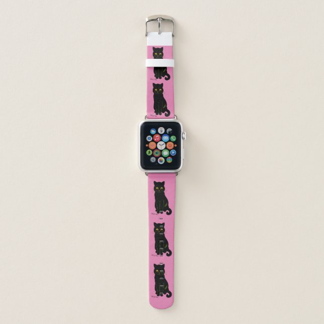 Black cat, Louis Wain Apple Watch Band (Front)