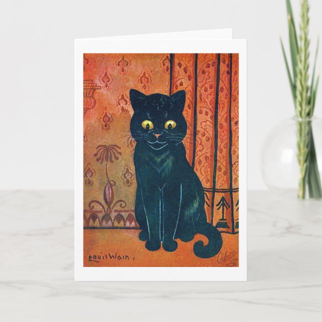 Black cat, Louis Wain Card (Front)