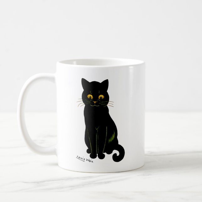 Black cat, Louis Wain Coffee Mug (Left)