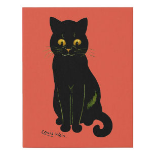 Black cat, Louis Wain Faux Canvas Print
