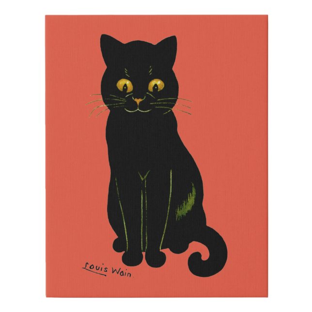Black cat, Louis Wain Faux Canvas Print (Front)