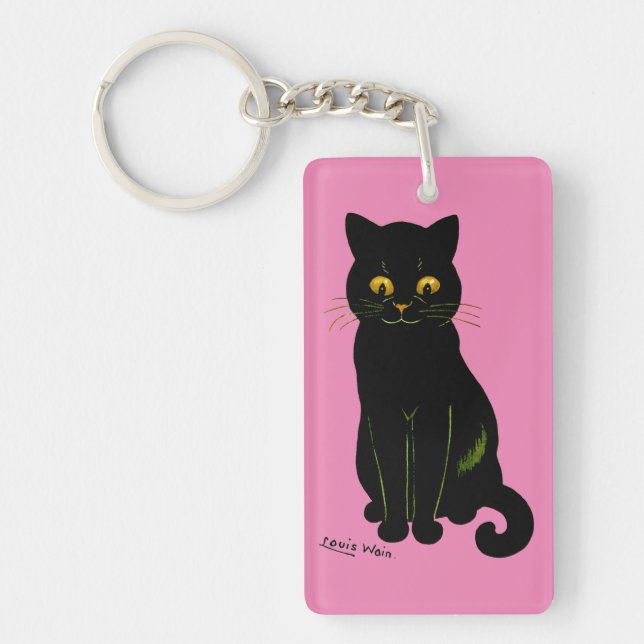 Black cat, Louis Wain Keychain (Front)