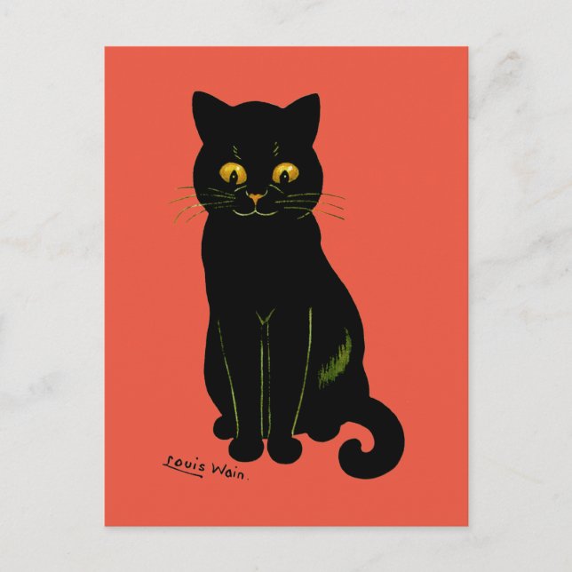 Black cat, Louis Wain Postcard (Front)
