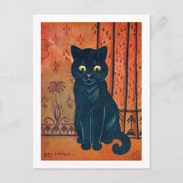 Black cat, Louis Wain Postcard (Front)