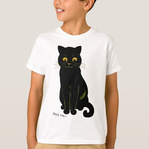 Black cat Louis Wain T_Shirt