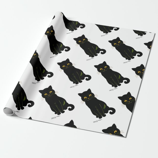 Black cat, Louis Wain Wrapping Paper (Unrolled)