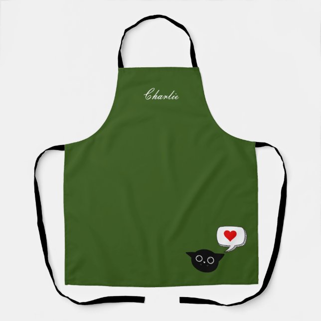 Black Cat Love Apron (Front)