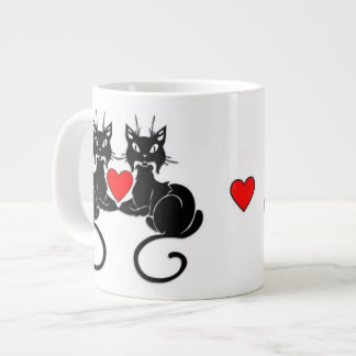 Black Cat Love Large Coffee Mug