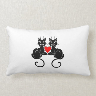 Black Cat Love Lumbar Pillow