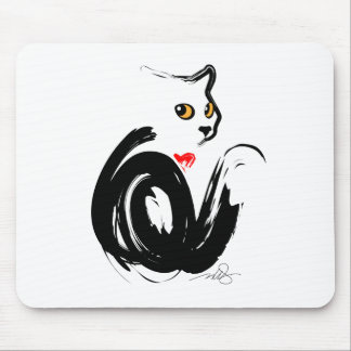Black Cat Love Mouse Pad