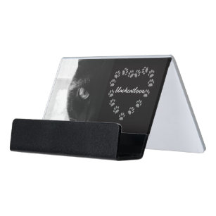Paw Print Business Card Holders Zazzle Black Cat Love Paw Print Heart Photo Desk Business Card Holder