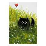 Black Cat Love Poster By Bihrle at Zazzle