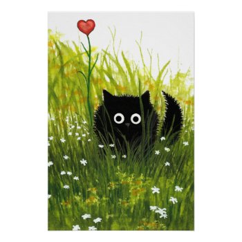 Black Cat Love Poster By Bihrle by AmyLynBihrle at Zazzle