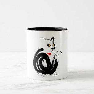Black Cat Love Two-Tone Coffee Mug