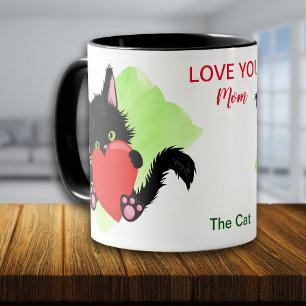 Black Cat Love You Mom Mug