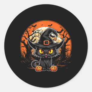 Black Cat Lover - Black Cat Halloween Spooky Ghost Classic Round Sticker