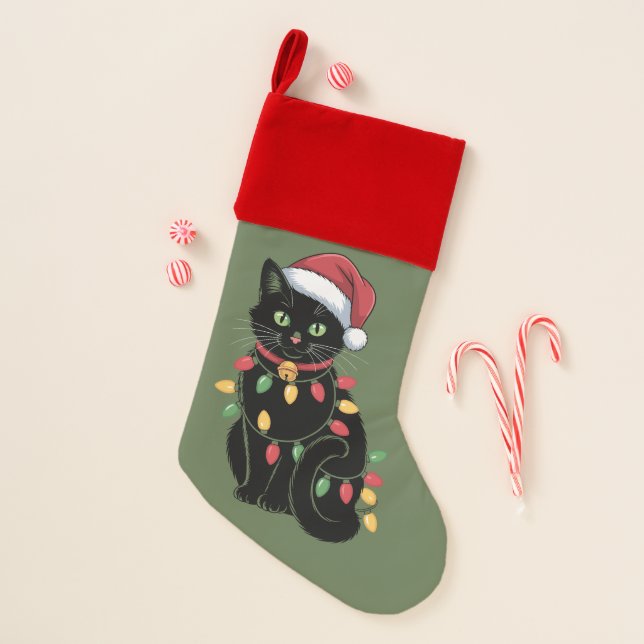 Black Cat Lover Christmas Kitten Gift Cat Mom Xmas Christmas Stocking (Front)