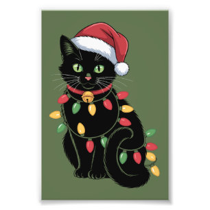 Black Cat Lover Christmas Kitten Gift Cat Mom Xmas Photo Print