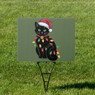 Black Cat Lover Christmas Kitten Gift Cat Mom Xmas Sign