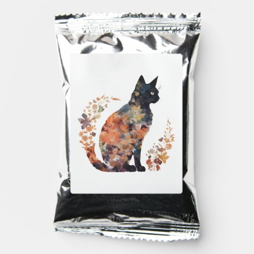 Black Cat Lover Costume Floral Flower Scary Hallow Coffee Drink Mix
