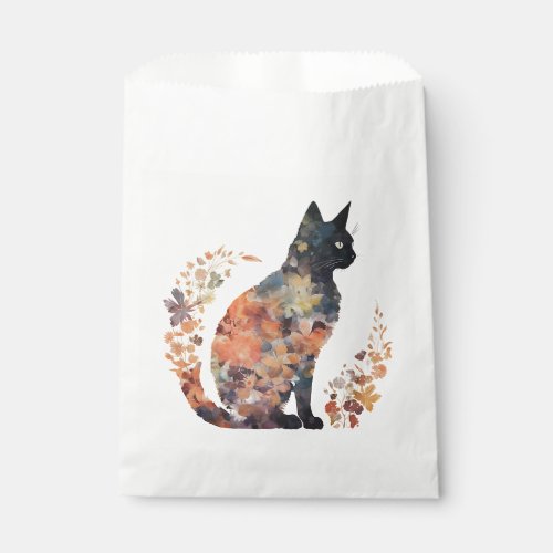 Black Cat Lover Costume Floral Flower Scary Hallow Favor Bag