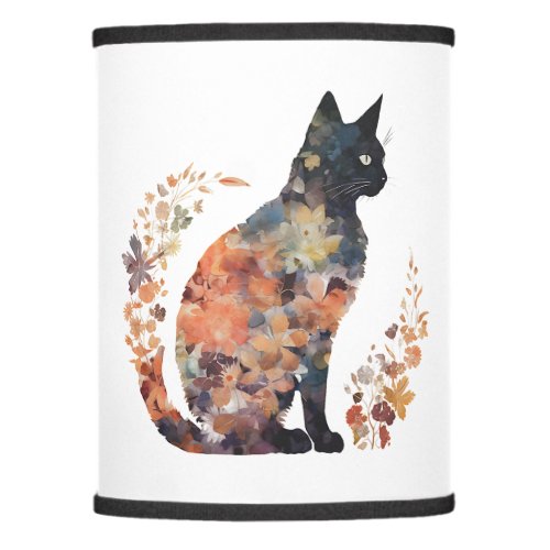 Black Cat Lover Costume Floral Flower Scary Hallow Lamp Shade