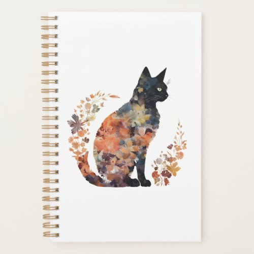 Black Cat Lover Costume Floral Flower Scary Hallow Planner