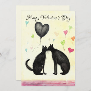 Black Cat Lover Heart Valentine's Day No3 Thank You Card