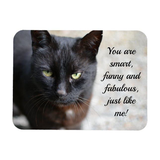 Black Cat Lover Image with Motivational Quote Magnet (Horizontal)