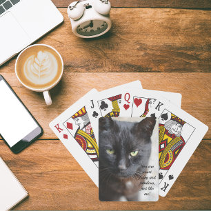 Black Cat Lover Image with Motivational Quote Poker Cards