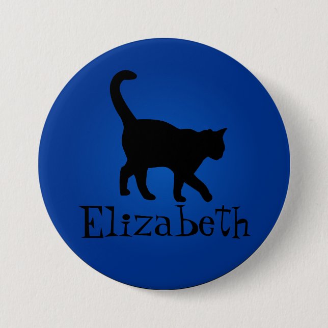 Black Cat Lover - My Name Pinback Button (Front)