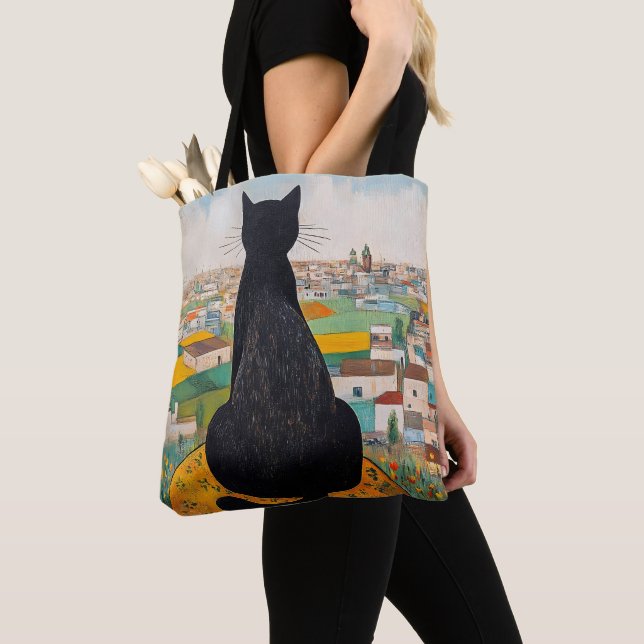 Black Cat Lover Tote Bag (Close Up)
