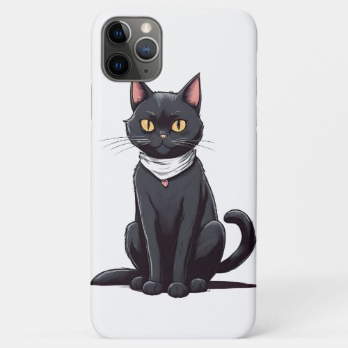 Black Cat Lover with Yellow Eyes Funny Black Cat  iPhone 11 Pro Max Case