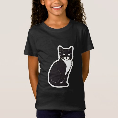 Black Cat Lover with Yellow Eyes Funny Black Cat T_Shirt