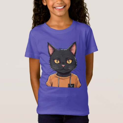 Black Cat Lover with Yellow Eyes Funny Cat T_Shirt