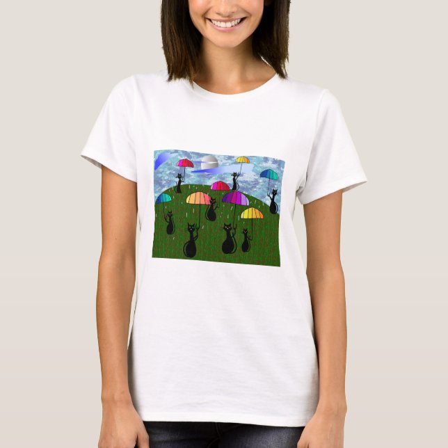 Black Cat Lovers Art Gifts T-Shirt (Front)