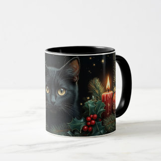 Black Cat Lovers Christmas Mug for Family & Friend