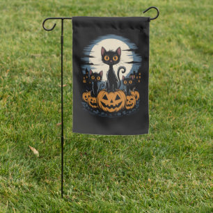 Black Cat Lovers Halloween Starry Night Van Gogh Garden Flag