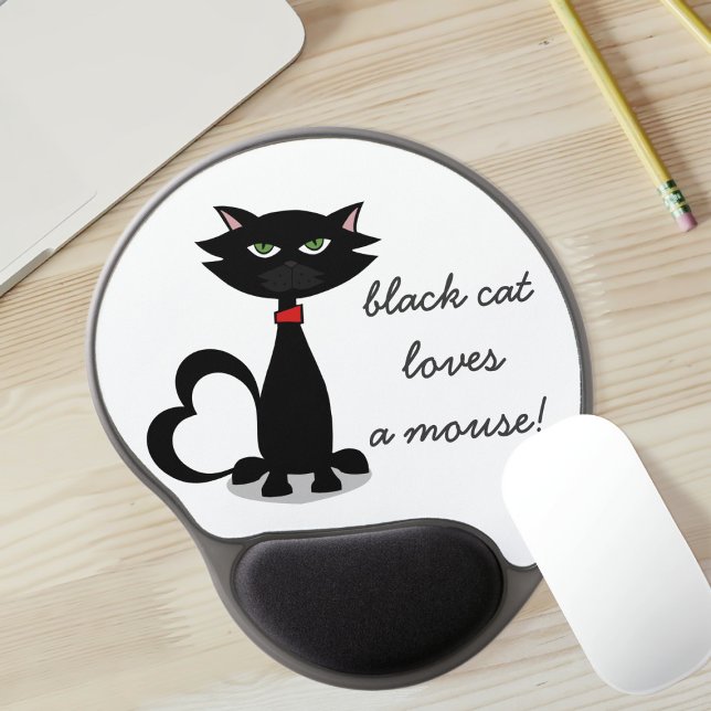 Black Cat Loves A White Cute Custom Gel Mouse Pad (Creator Uploaded)