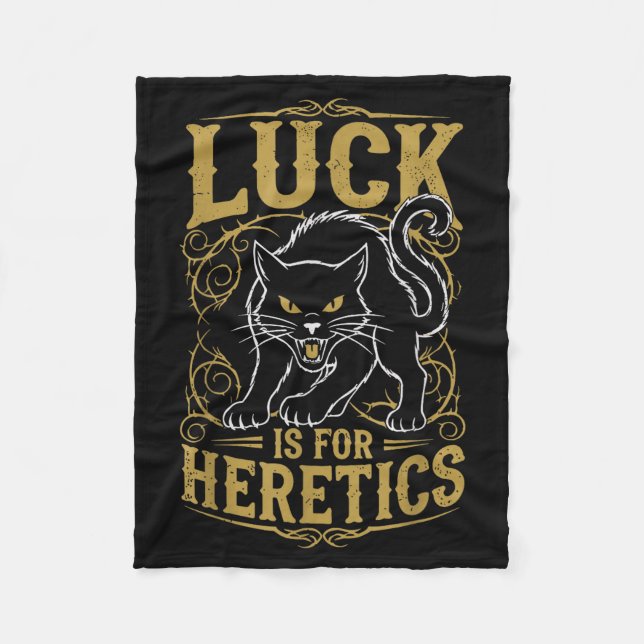 Black cat luck is for heretics witch  fleece blanket (Front)