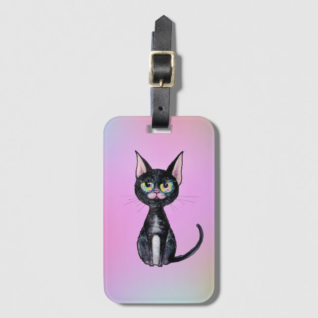 Black Cat Luggage Tag (Front Vertical)