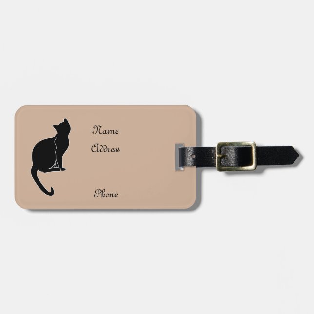 Black cat luggage tag (Front Horizontal)