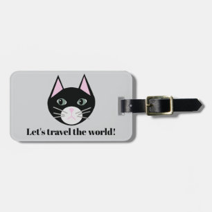 Black cat luggage tag