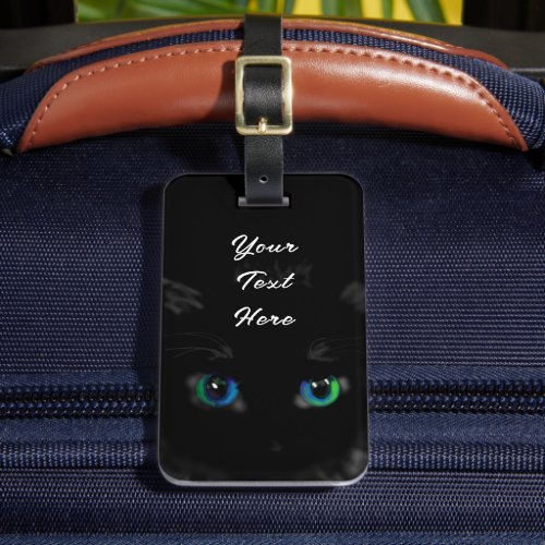 Black Cat Luggage Tag _ Custom Text Name
